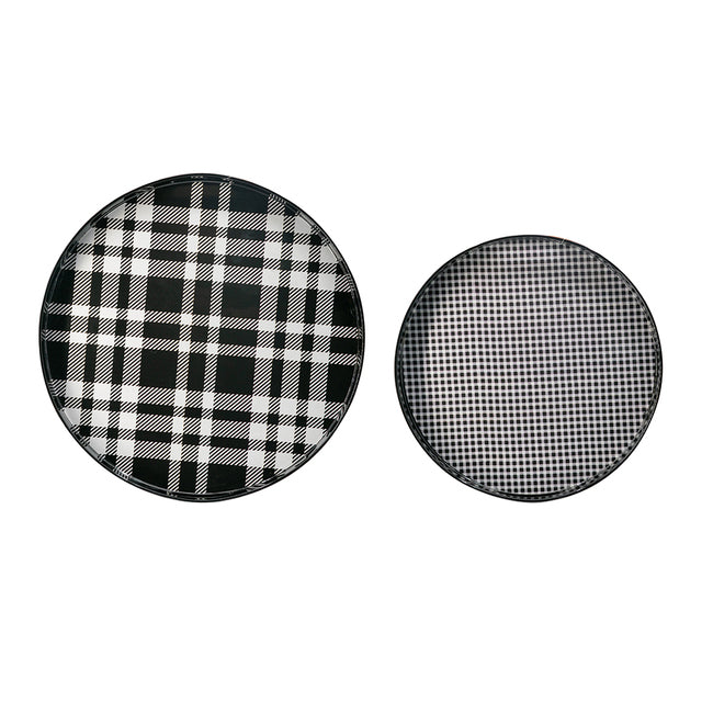 Set of 2 Classic Plaid Decorative Tray - Black & Grey