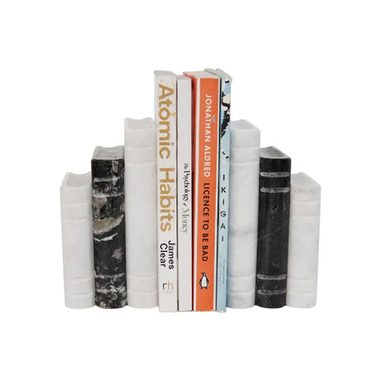 Set of 2 Classic Trio 3 Books Bookends - White & Black