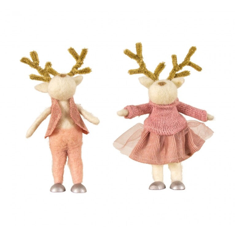 Set of 2 Dainty Dance Clad Ballet Reindeers - Blush