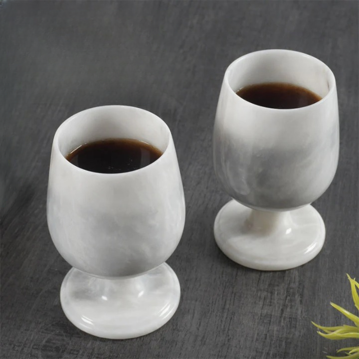 Set of 2 Handmade Marble Wine Glasses (Available in 4 Colors)