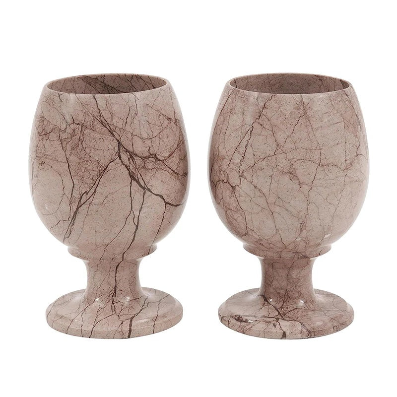 Set of 2 Handmade Marble Wine Glasses (Available in 4 Colors)