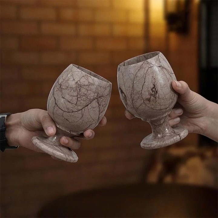 Set of 2 Handmade Marble Wine Glasses (Available in 4 Colors)