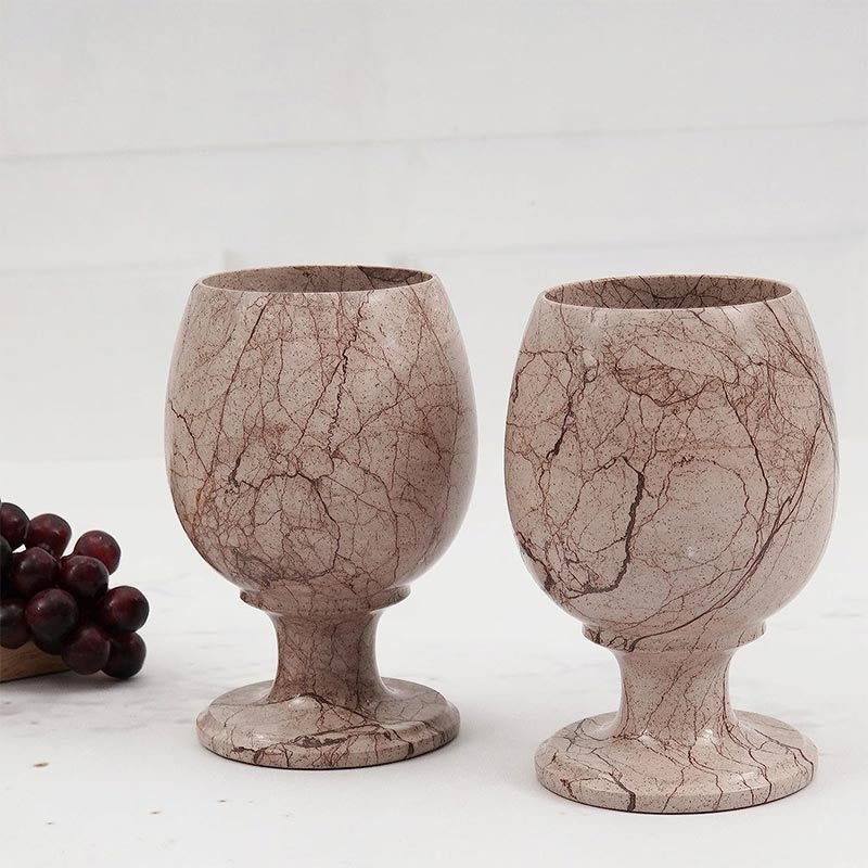 Set of 2 Handmade Marble Wine Glasses (Available in 4 Colors)