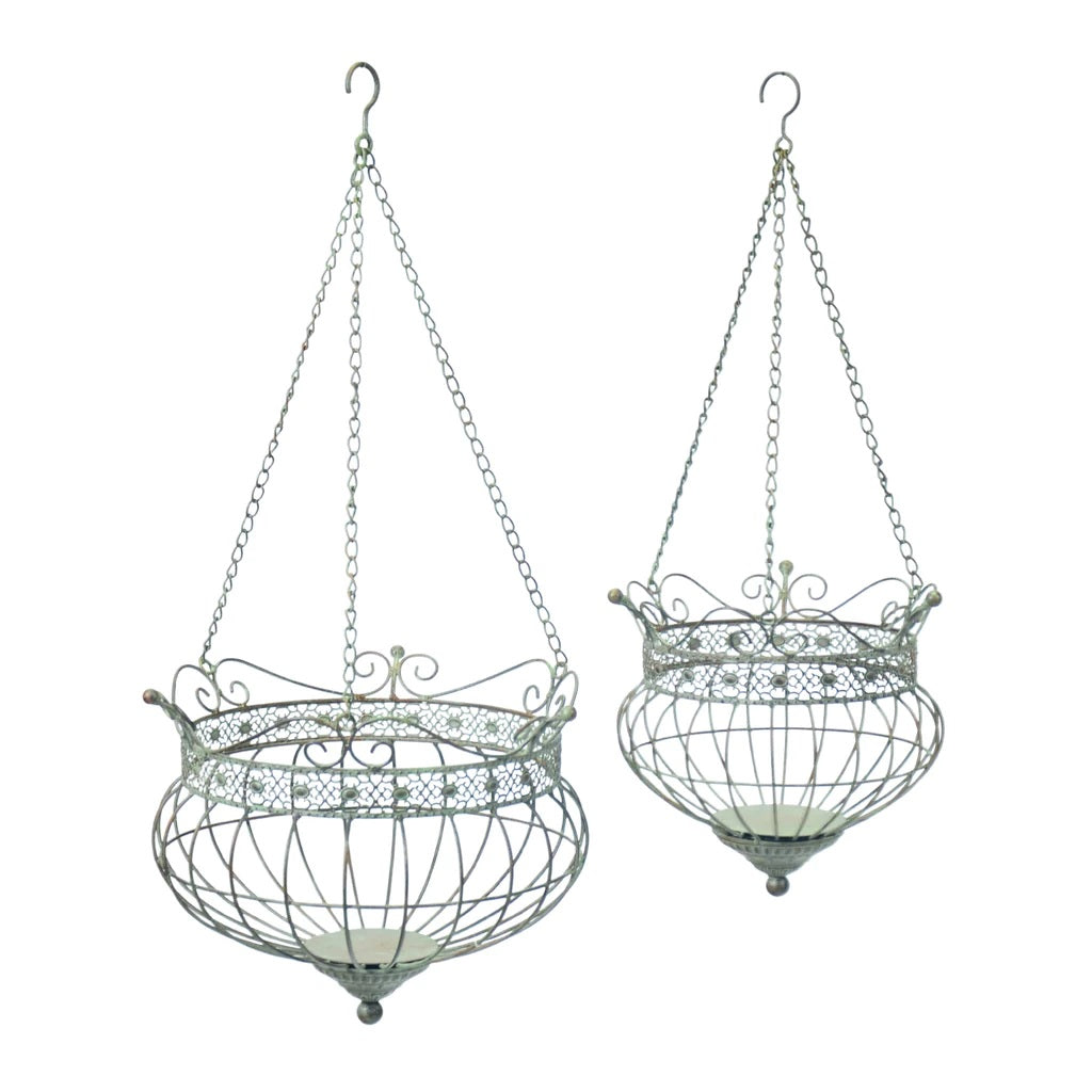 Set of 2 Hanging Baskets Plant Pot Stands