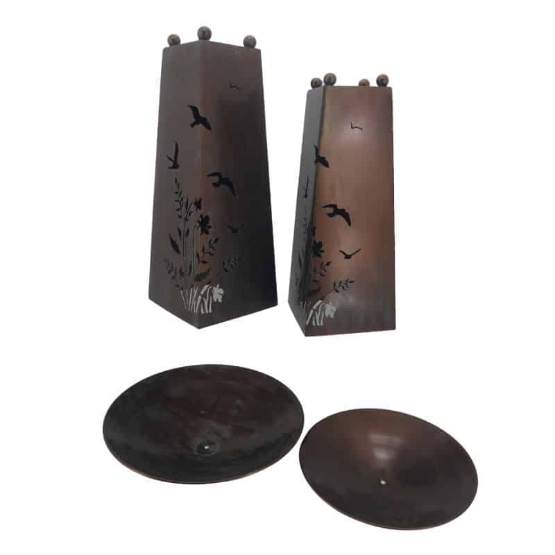 Set of 2 Nested Birds Fire Bowls/Planters