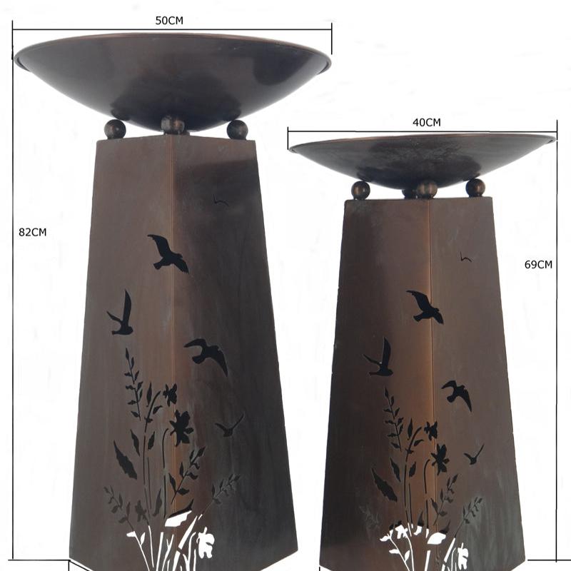 Set of 2 Nested Birds Fire Bowls/Planters