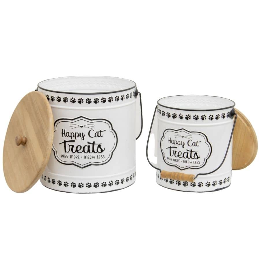 Set of 2 Nested Happy Cat Treats Tins with Lid