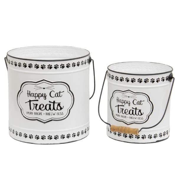 Set of 2 Nested Happy Cat Treats Tins with Lid