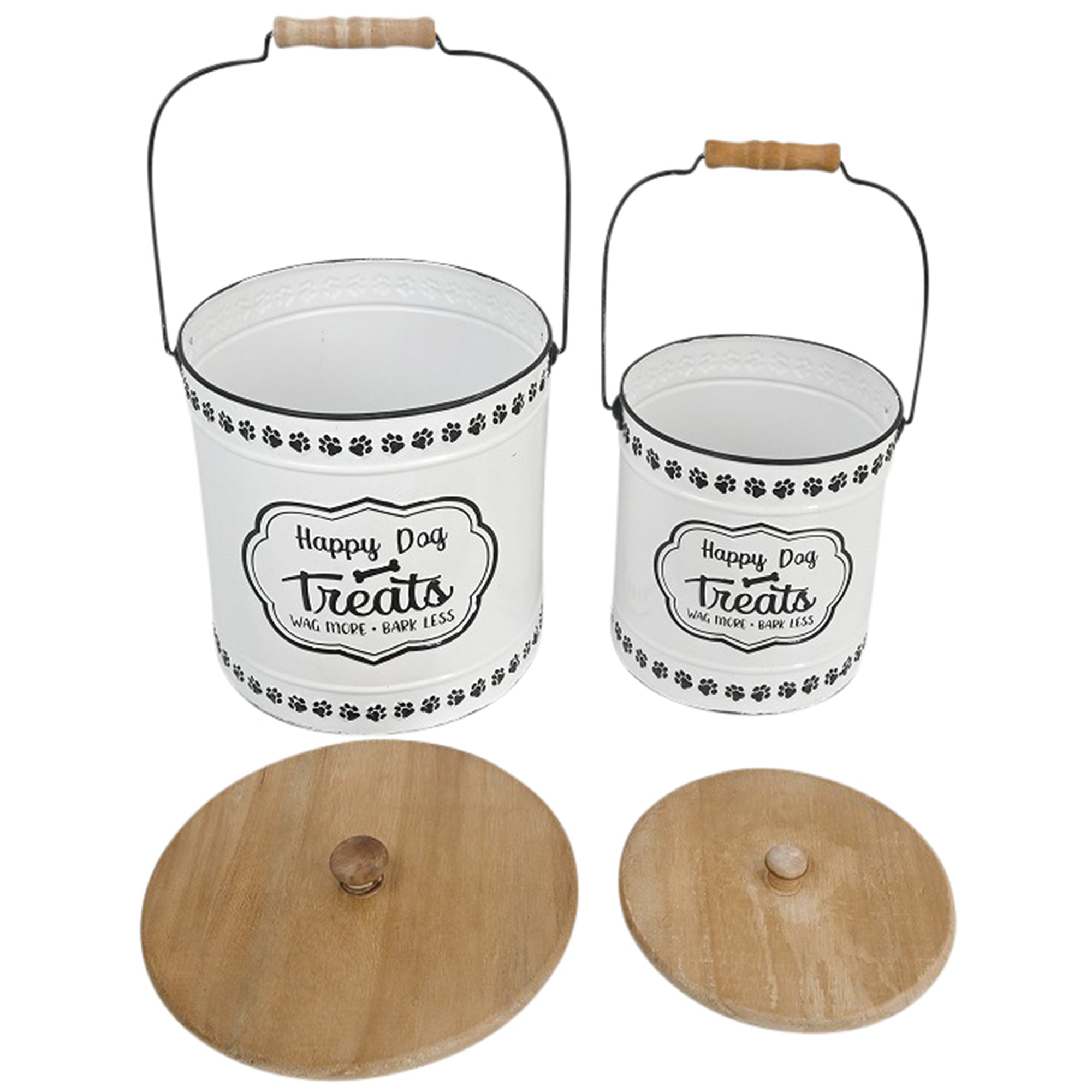 Set of 2 Nested Happy Dog Treats Tins with Lid