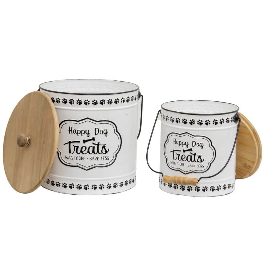 Set of 2 Nested Happy Dog Treats Tins with Lid