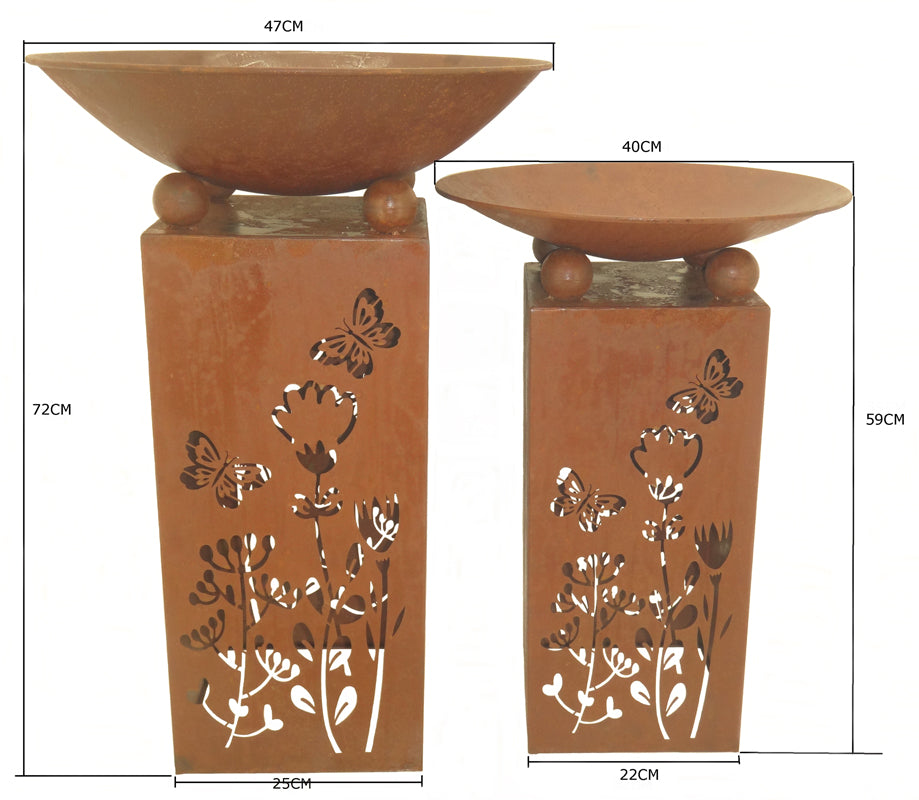 Set of 2 Nested Laser-cut Butterfly Fire Bowls/Planters