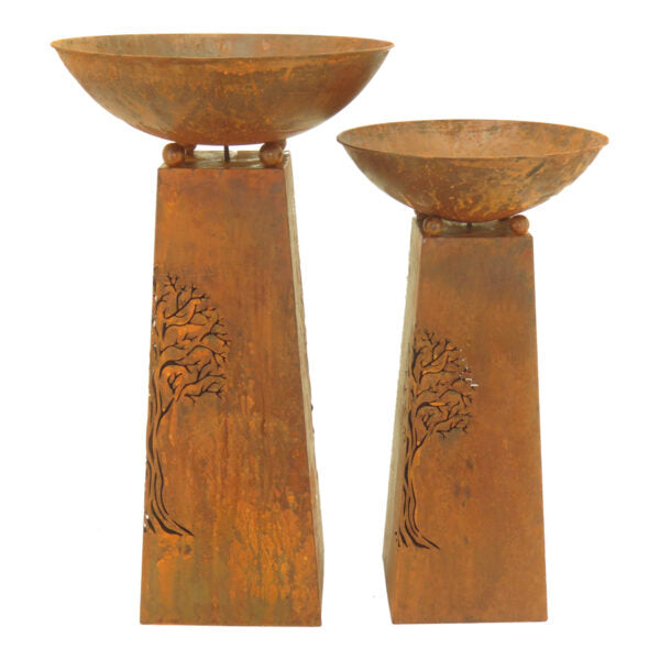 Set of 2 Nested Rust Tree-of-Life Fire Bowls