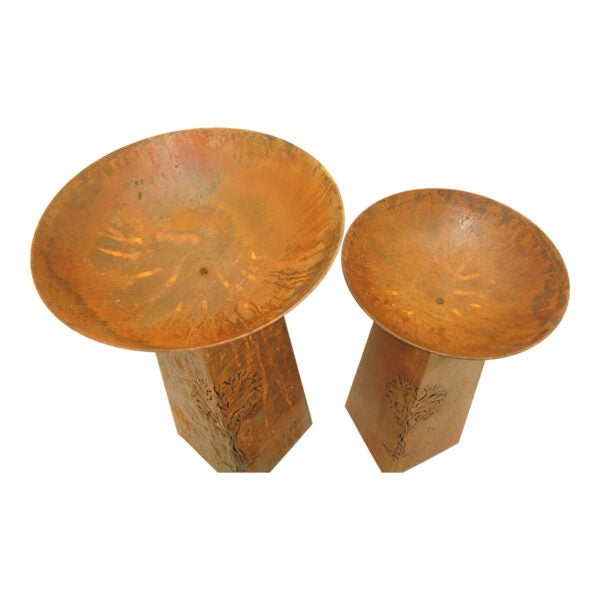 Set of 2 Nested Rust Tree-of-Life Fire Bowls