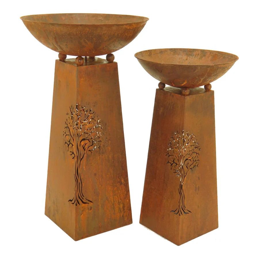 Set of 2 Nested Rust Tree-of-Life Fire Bowls