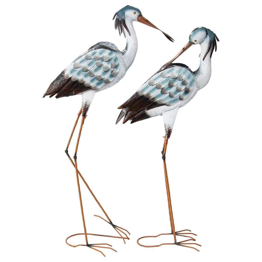 Set of 2 Spoonbill Birds Garden Sculpture