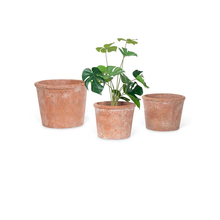 Set of 3 Aged Terracotta Nesting Planter Pots