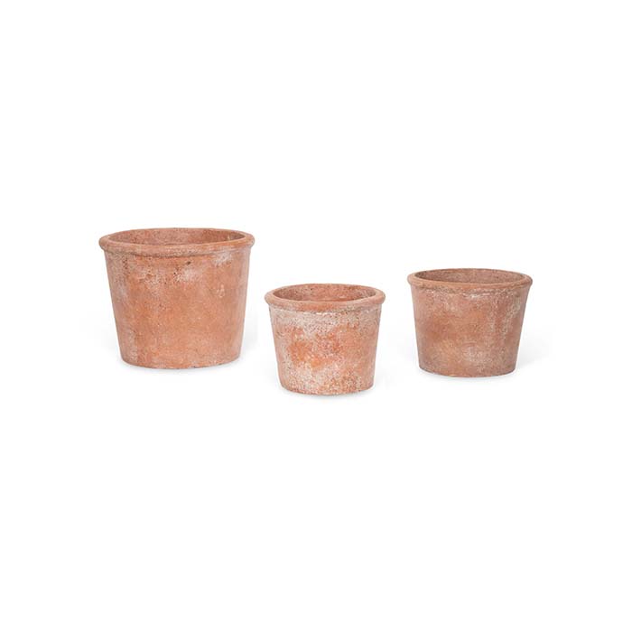 Set of 3 Aged Terracotta Nesting Planter Pots