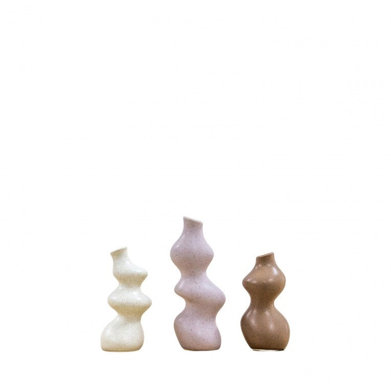 Set of 3 Coordinating Vases in Natural Matt Glazes (Available in 2 Sizes)