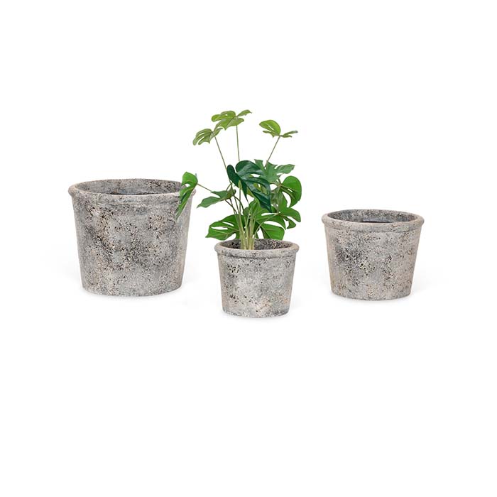 Set of 3 Grey Terracotta Nesting Planter Pots