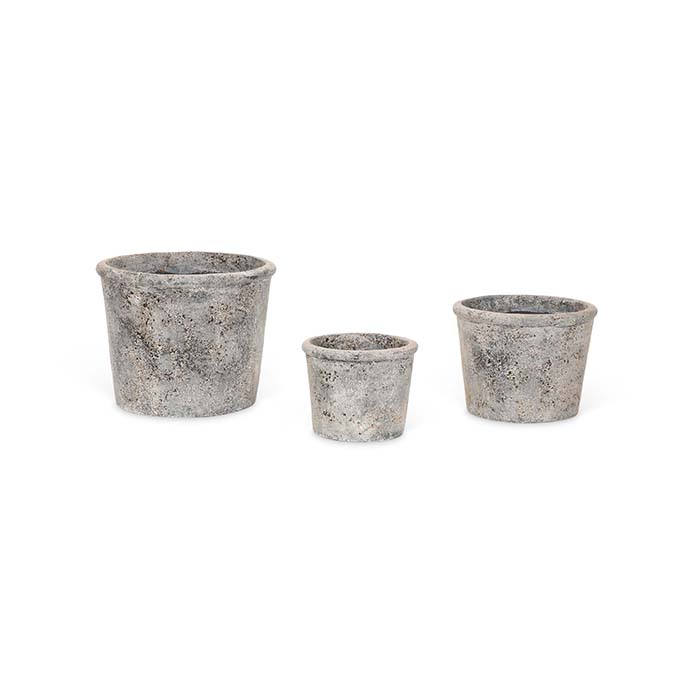 Set of 3 Grey Terracotta Nesting Planter Pots