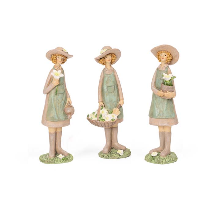 Set of 3 Lady Gardeners Outdoor Statues