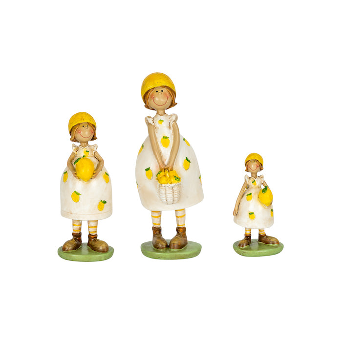 Set of 3 Lemon Girls Standing Garden Decor