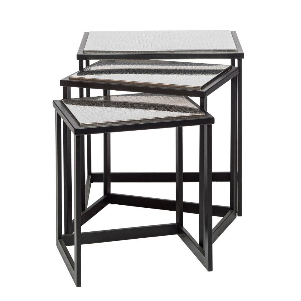 Set of 3 Nested Stainless Steel Side Tables