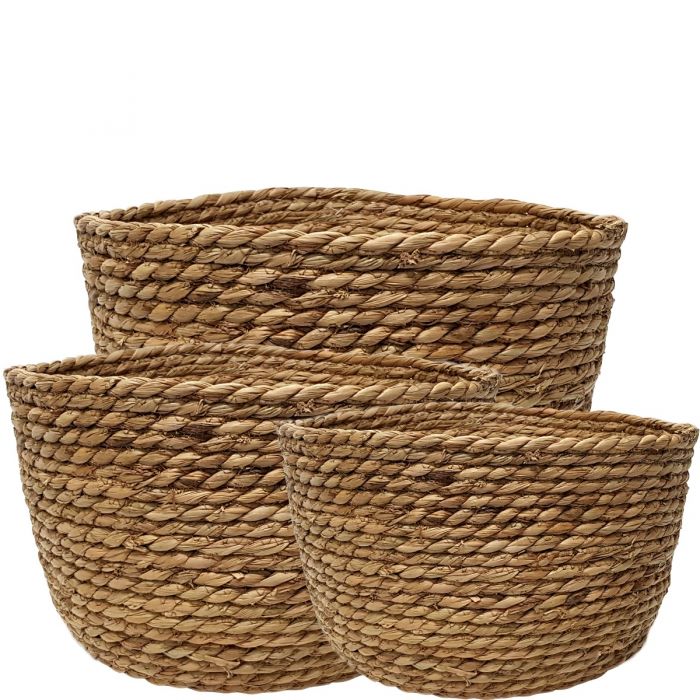 Set of 3 Paco Round Storage Basket - Natural