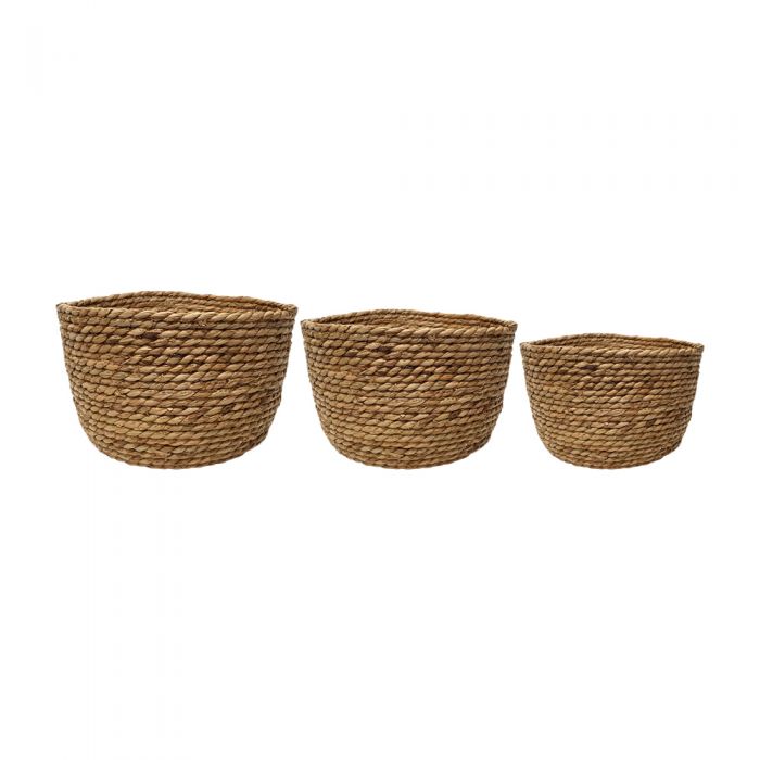 Set of 3 Paco Round Storage Basket - Natural