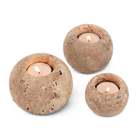 Set of 3 Soft Glow Elegant Tealight Candle Holder - Cream