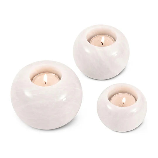 Set of 3 Soft Glow Elegant Tealight Candle Holder - White