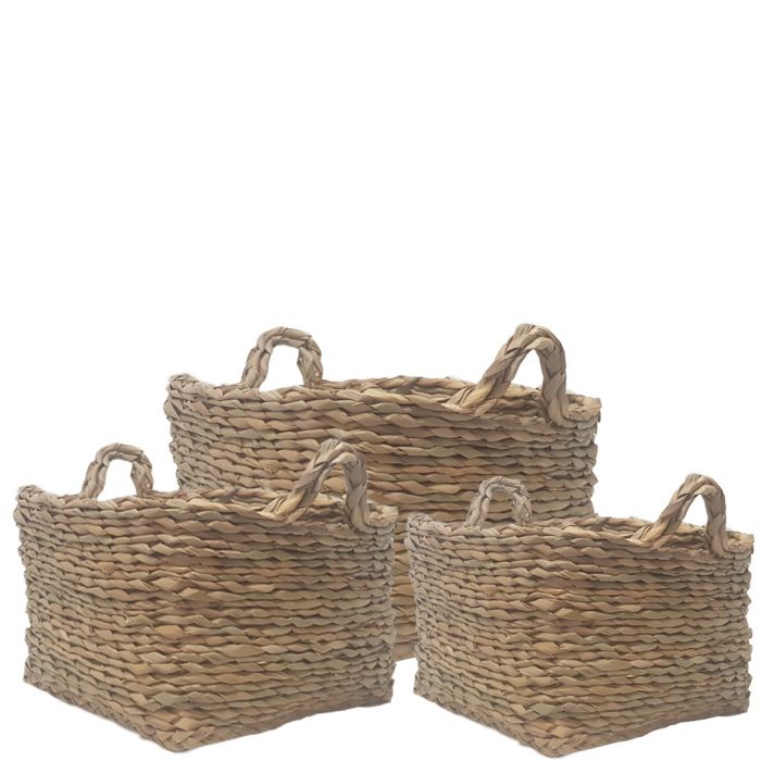 Set of 3 Sven Square Storage Baskets with Handle - Natural