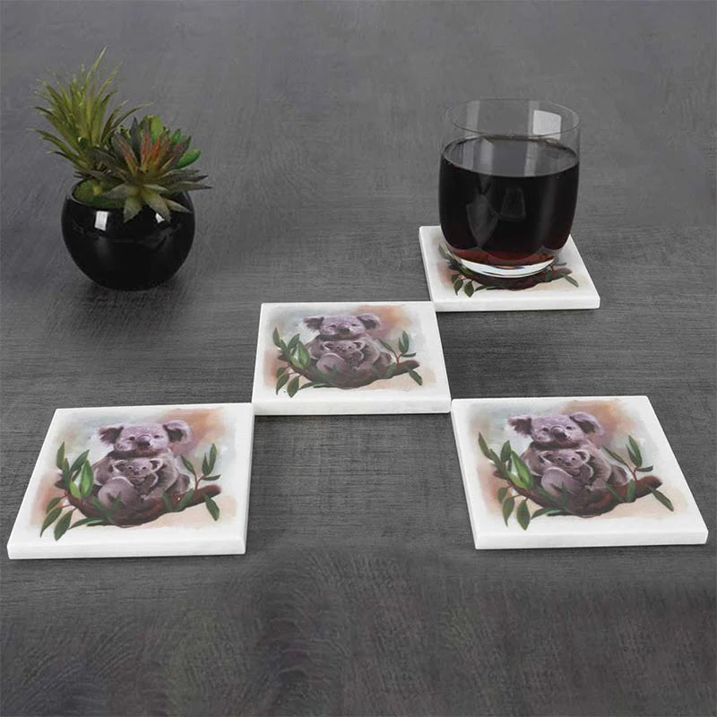 Set of 4 Australian Wildlife Marble Coasters - Koala