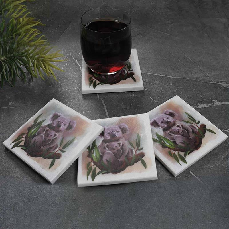 Set of 4 Australian Wildlife Marble Coasters - Koala