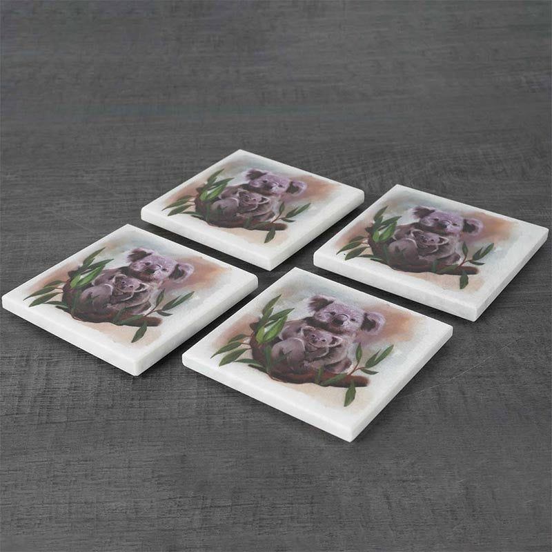 Set of 4 Australian Wildlife Marble Coasters - Koala