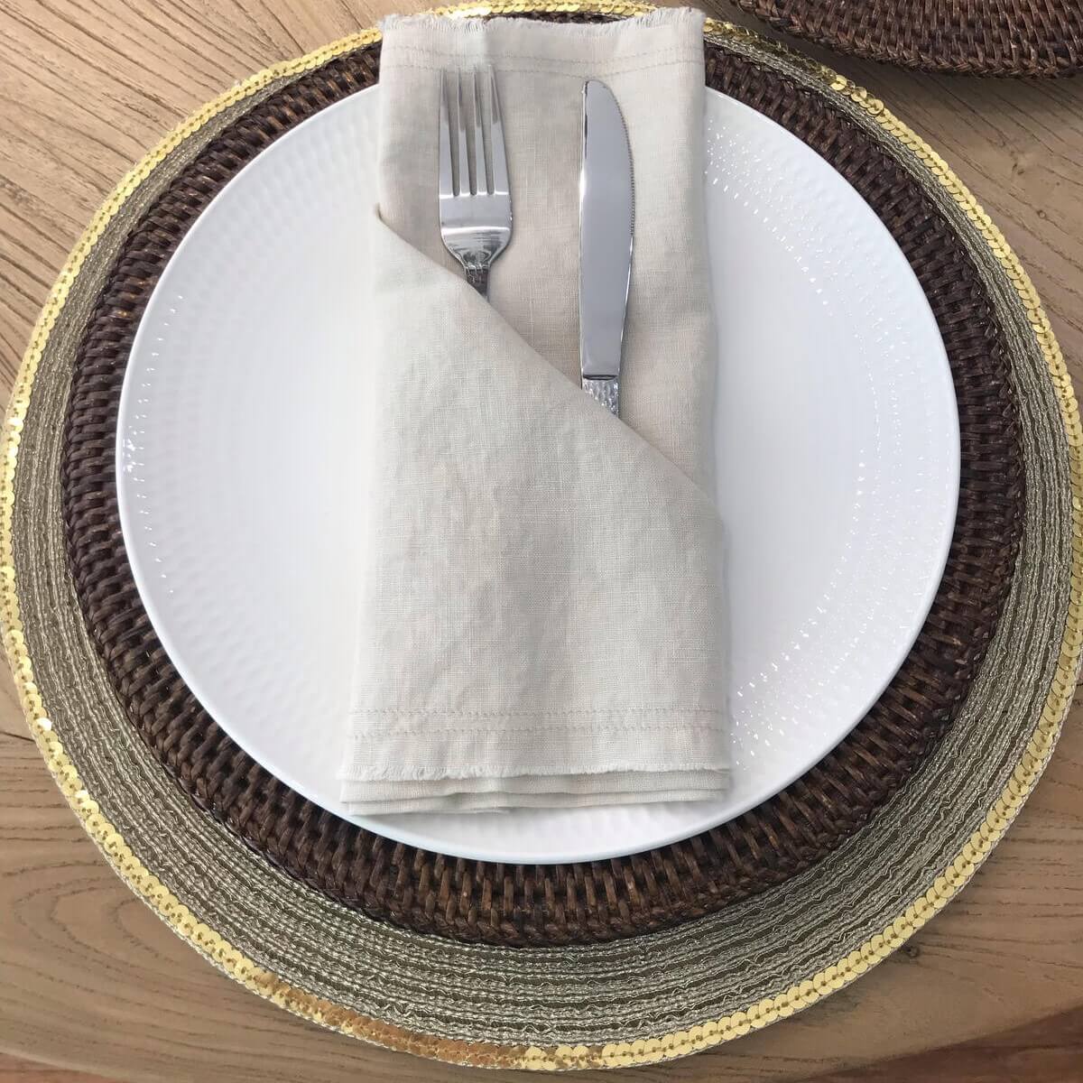 Set of 4 Linen Table Napkins - Alabaster