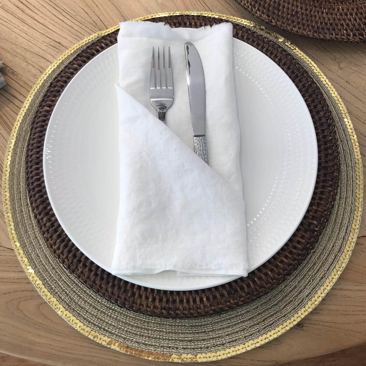 Set of 4 Linen Table Napkins - Artic White