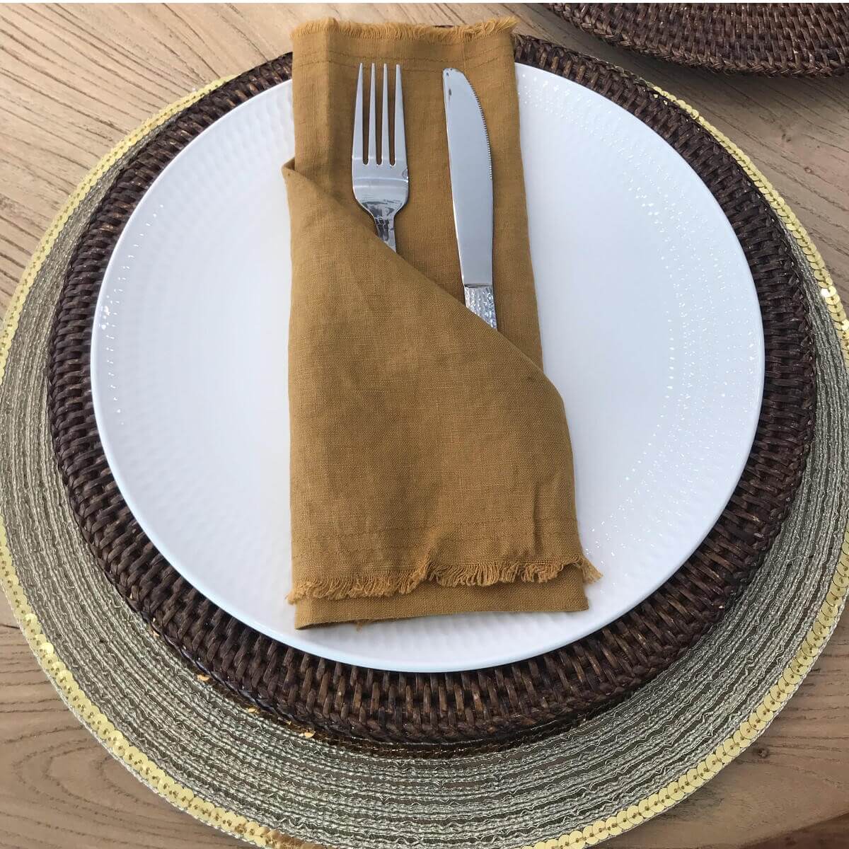 Set of 4 Linen Table Napkins - Ginger