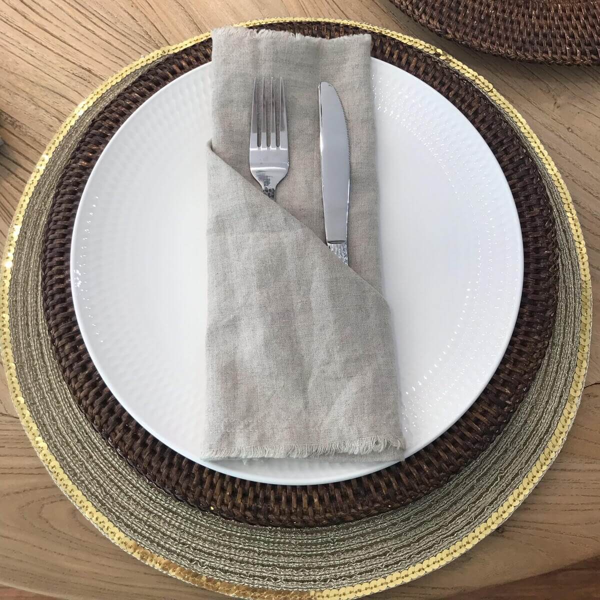 Set of 4 Linen Table Napkins - Nature