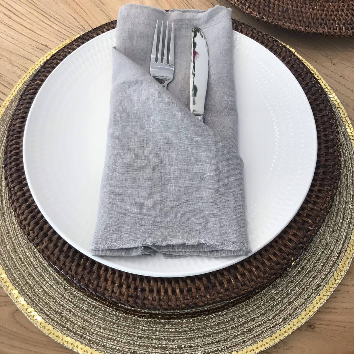 Set of 4 Linen Table Napkins - Smoke Grey