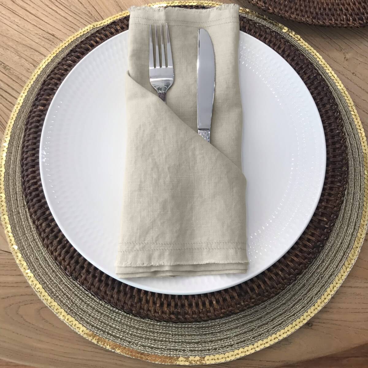 Set of 4 Linen Table Napkins - Birch