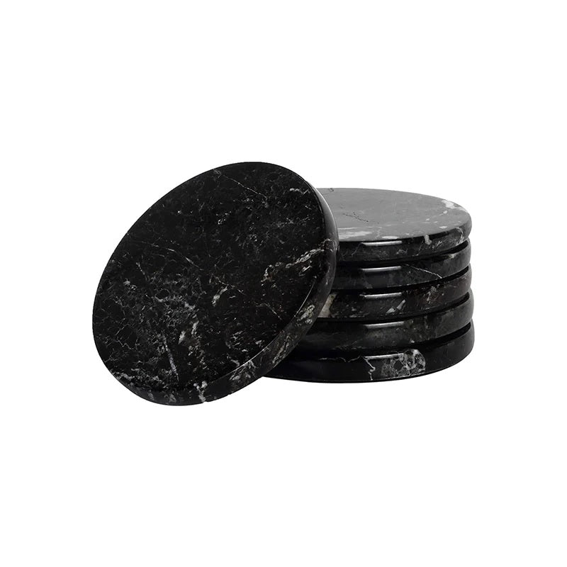 Set of 6 Round Marble Coasters (Available in 2 Colors)