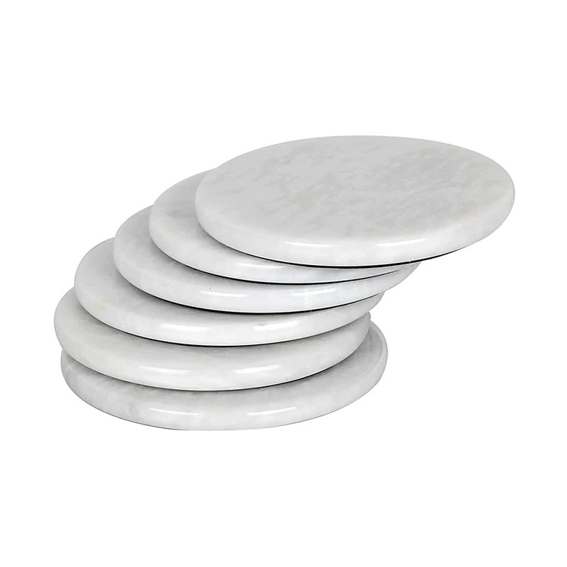 Set of 6 Round Marble Coasters (Available in 2 Colors)