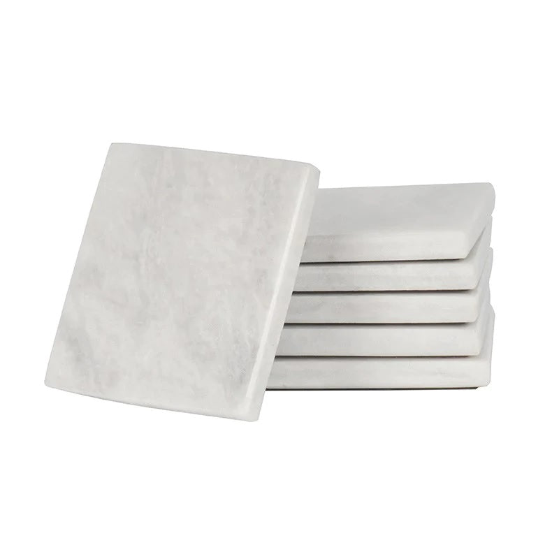 Set of 6 Square Marble Coasters (Available in 4 Colors)