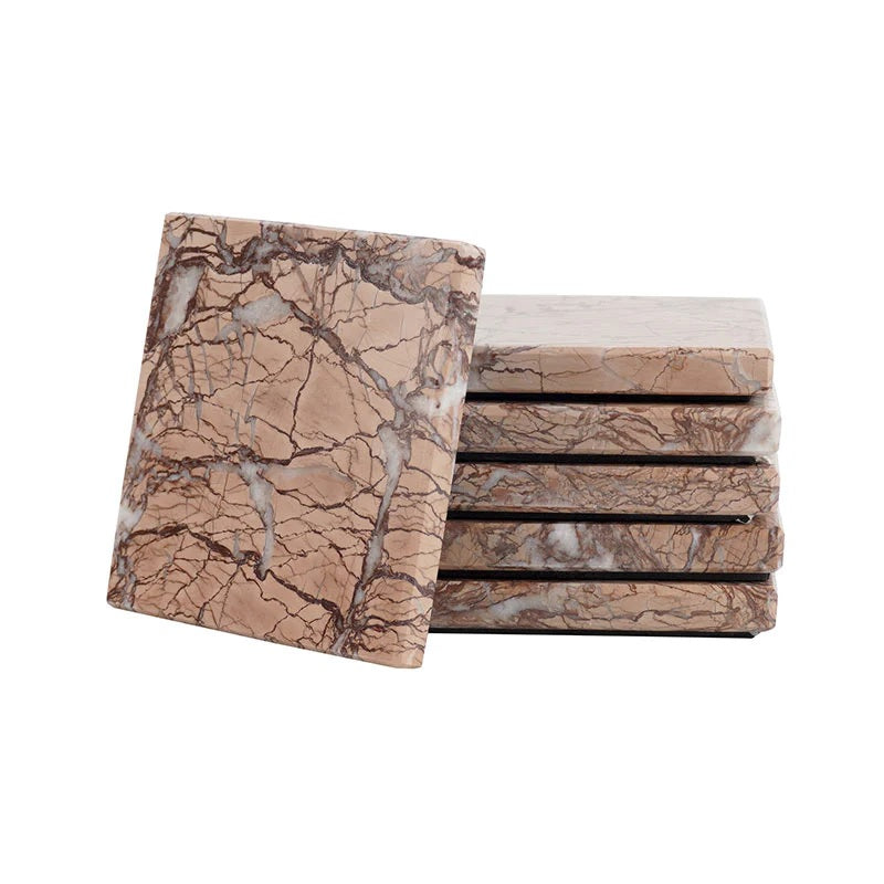 Set of 6 Square Marble Coasters (Available in 4 Colors)