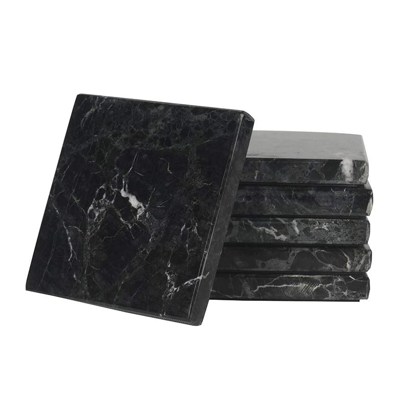 Set of 6 Square Marble Coasters (Available in 4 Colors)