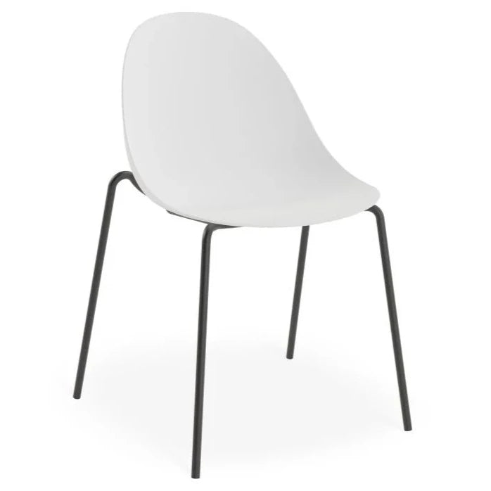 Shadowed Pebble White 4 Post Black Base Dining Chair