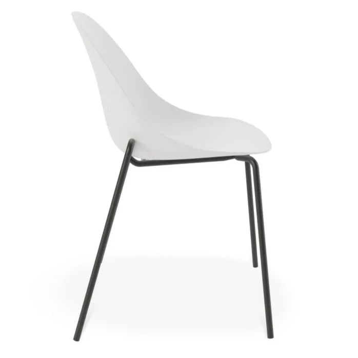 Shadowed Pebble White 4 Post Black Base Dining Chair