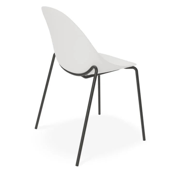 Shadowed Pebble White 4 Post Black Base Dining Chair