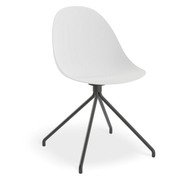 Shadowed Pebble White Pyramid Base Dining Chair